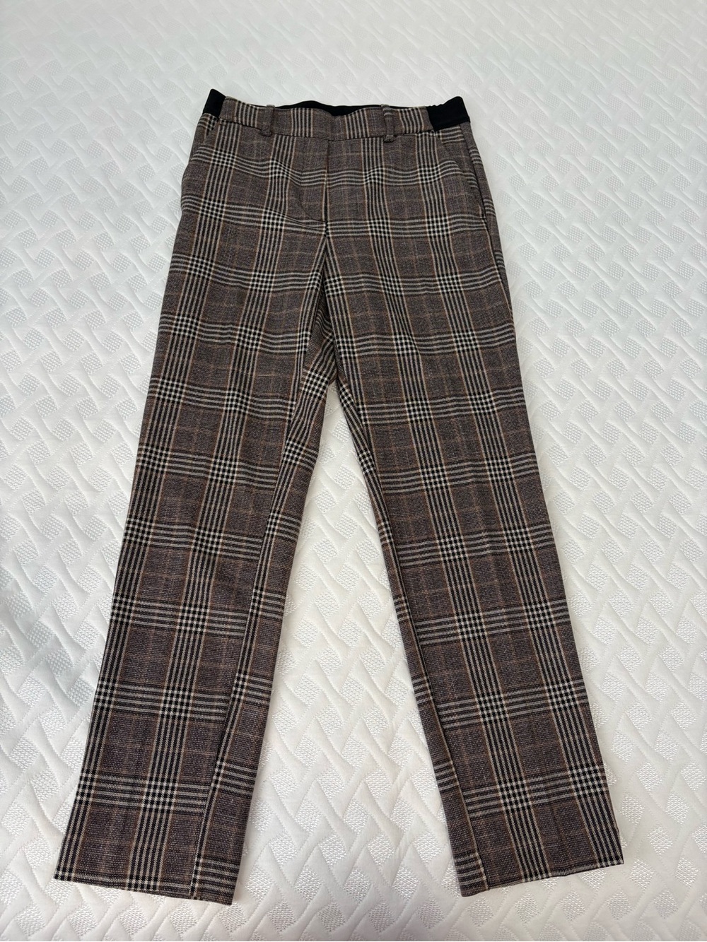 H&M Plaid Straight-Leg Dress Pants in Brown and Black S:4